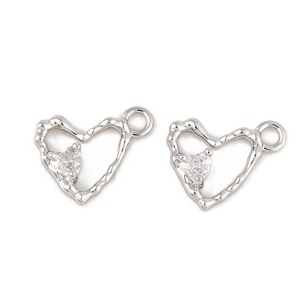 Brass Micro Pave Clear Cubic Zirconia Charms