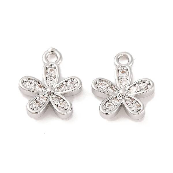 Brass Micro Pave Clear Cubic Zirconia Pendants
