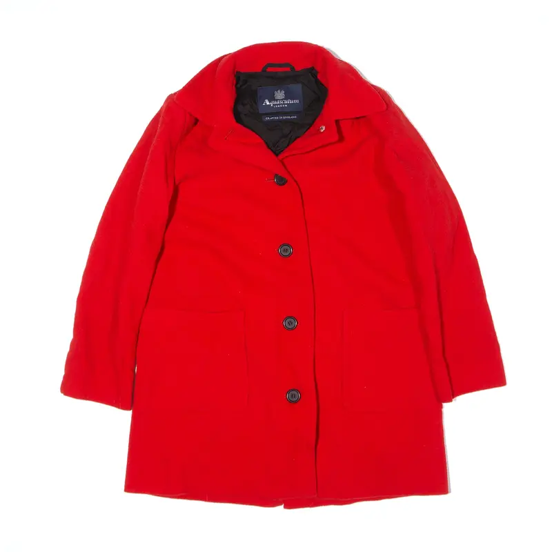 AQUASCUTUM Overcoat Coat Red Wool Womens UK 12