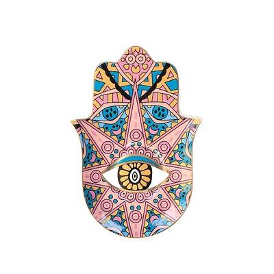 Hamsa Hand/Hand of Miriam with Evil Eye Ceramic Jewelry Plate
