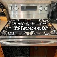 Thankful Themed Pattern Gas Stove Plate Cooktop Panel Protector Cover, 1 Count Heat & Scratch Resistant Stove Top Protector, ...