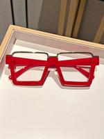 Unisex Simple Style Plain Color Square Eyeglasses, Trendy Casual Wire Glass Frames Eyeglasses for Everyday Use, Fashion Acces...