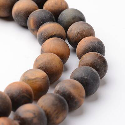 Frosted Round Natural Tiger Eye Bead Strands