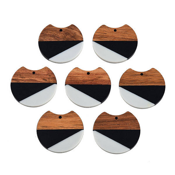 Tri-color Resin & Walnut Wood Pendants
