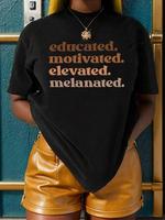 Women's Letter Print Round Neck Graphic Tee, Vintage Trendy Casual Drop Shoulder Half Sleeve T-shirt for Daily Wear, Ladies A...
