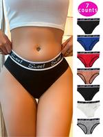 Women's Letter Tape Drop Waist Panty, Soft Comfy Breathable Contrast Binding Knicker for Daily Wear, Underwear for All Season...