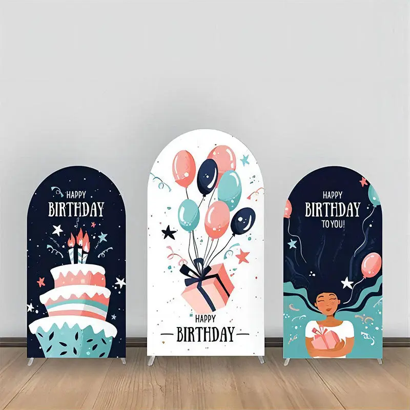 White Black Balloons Cake Birthday Arch Backdrop Kit - Aperturee