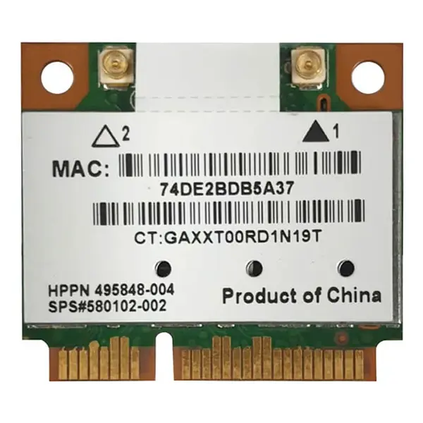 495848-004 HP AR5BHB92-H IEEE 802.11a/b/g/n 300Mbit/s 2.4/5GHz Dual-Band Half-Mini PCI-E Wireless LAN Card