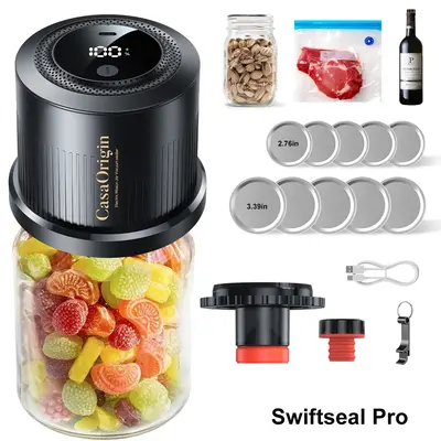 [Mothers Day] Mason Jar Vacuum Sealer for Food Storage - Electric Food Sealing Machine  SwiftSeal Pro