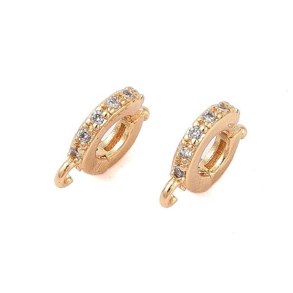 Brass Micro Pave Clear Cubic Zirconia Spring Ring Clasps