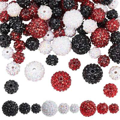 90Pcs 9 Style Resin Rhinestone Graduated Beads