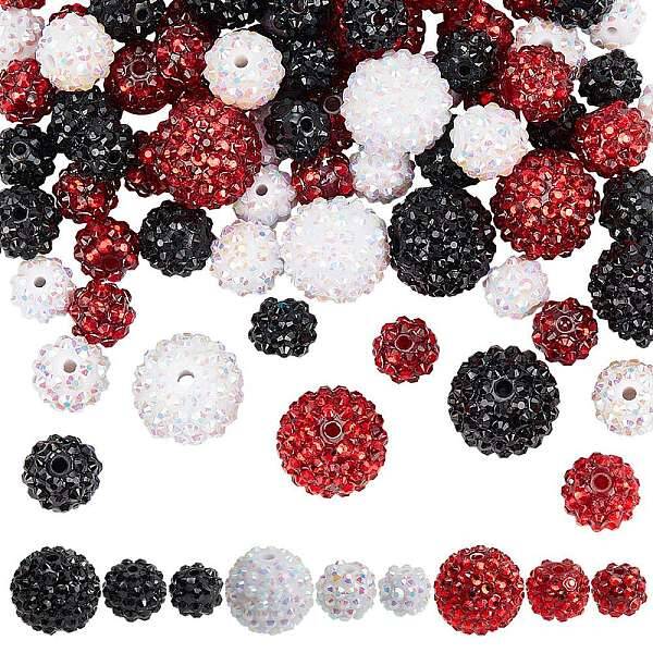 90Pcs 9 Style Resin Rhinestone Graduated Beads