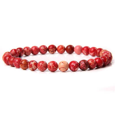 Synthetic Imperial Jasper Round Beaded Stretch Bracelet