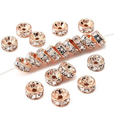 Brass Rhinestone Spacer Beads