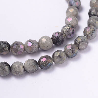 Electroplate Natural Labradorite Round Bead Strands
