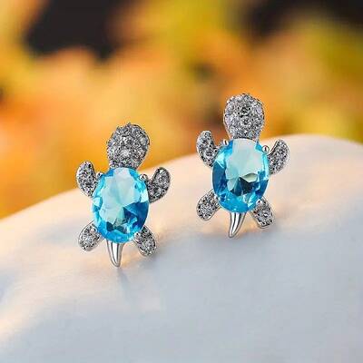 Tortoise Zinc Alloy Cubic Zirconia Stud Earrings