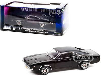 1968 Dodge Charger R/T Black with Black Vinyl Top John Wick 1/43 Diecast Model Car by Greenlight
