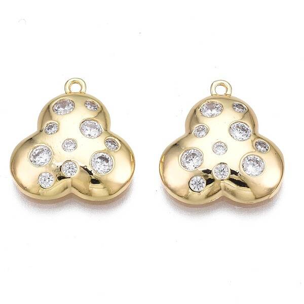 Brass Micro Pave Clear Cubic Zirconia Charms
