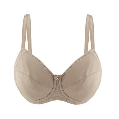 Shell-Underwired Silk & Organic Cotton Full Cup Bra with removable paddings | Size: 42DD | Color: Shell