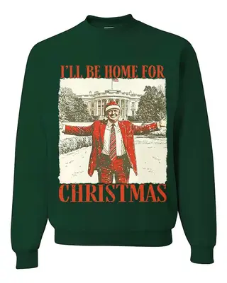 Trump I'll Be Home for Christmas Sweatshirt, Humorous Trump Won Christmas T shirt, Hoodie, 47th President Santa Trump Repub...
