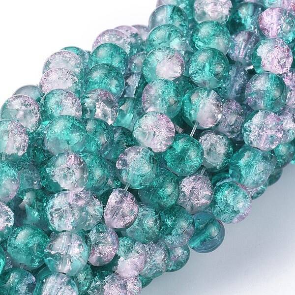 Spray Painted Crackle Glass Beads Strands