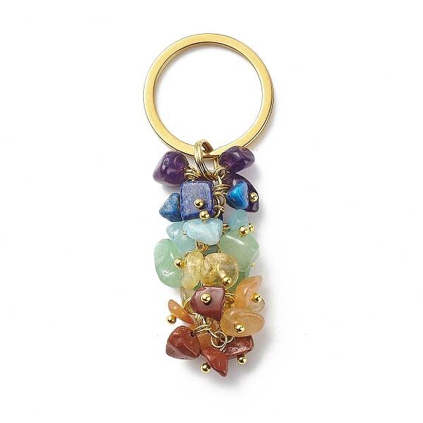 Chakra Theme Natural Gemstone Chip Bead Keychain