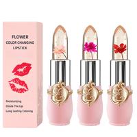 3 Pcs/Set Flower Jelly Lipstick Set Temperature Change Moisturizer Long Lasting Nutritious Balm Magic Color Change Lip Gloss ...