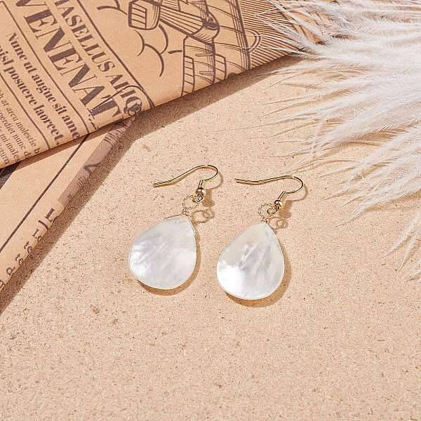 Natural Shell Teardrop Dangle Earrings