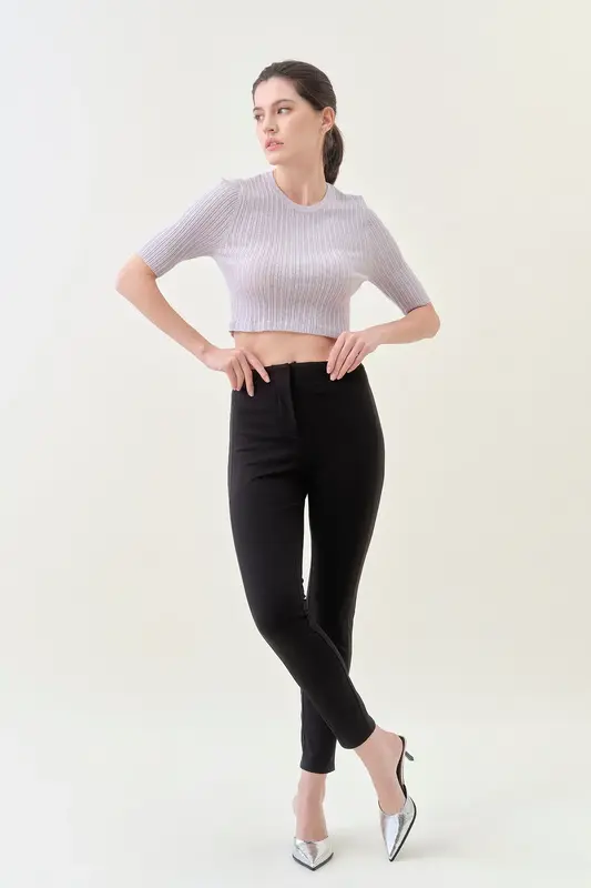Crop Ribbed Tee - Grey Pearl | Size: S | Color: Grey Pearl