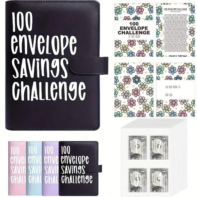 100 Days Money Saving Challenge Coin Envelope Budget Storage Book - Binding Covers with Daily Savings Tracker, Habit-Forming ...