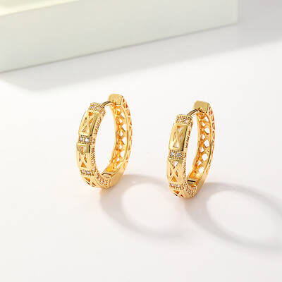 Brass Clear Cubic Zirconia Hoop Earrings