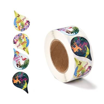 Word Thank You Teardrop Roll Stickers