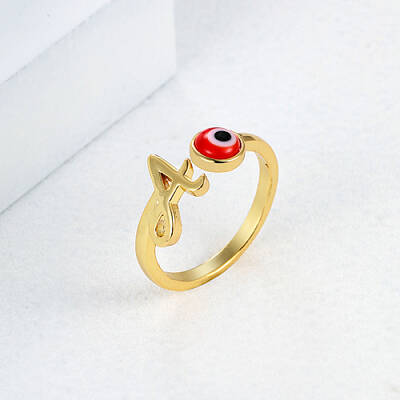 Golden Brass Letter A Open Cuff Rings