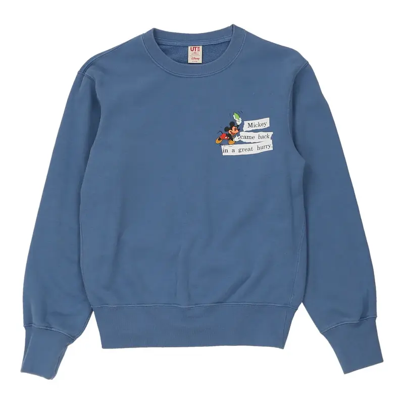 Mickey Mouse Uniqlo X Disney Cartoon Sweatshirt - 2XS Blue Cotton Blend