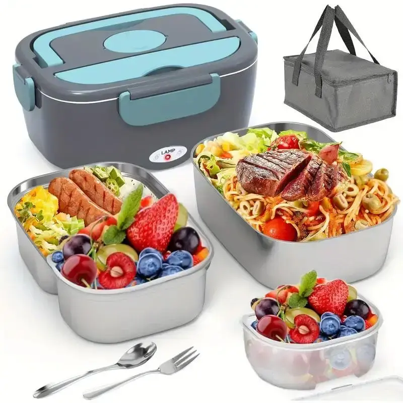 Electric Lunch Box, 2 In 1 Portable Fast Heating Lunch Box with Stainless Steel Container, Suitable for Cars, Trucks, Office...