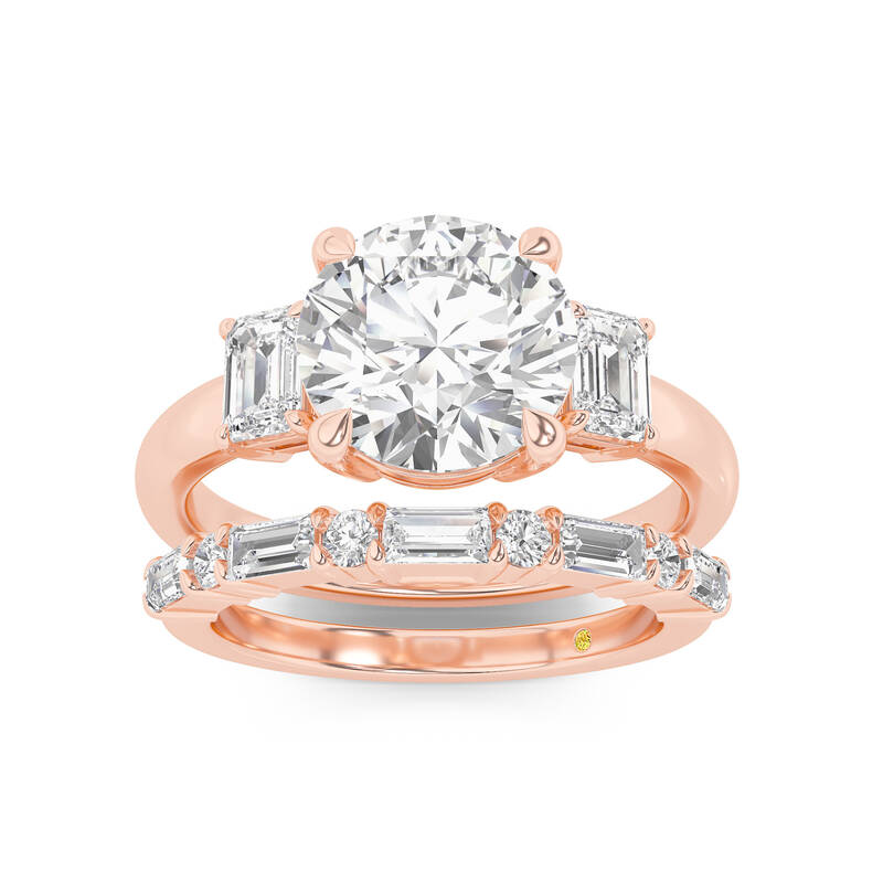 Moonbeam Lab Grown Round Diamond Engagement Ring with the Cleo Wedding Band | 10K Rose Gold 4 ct. tw.