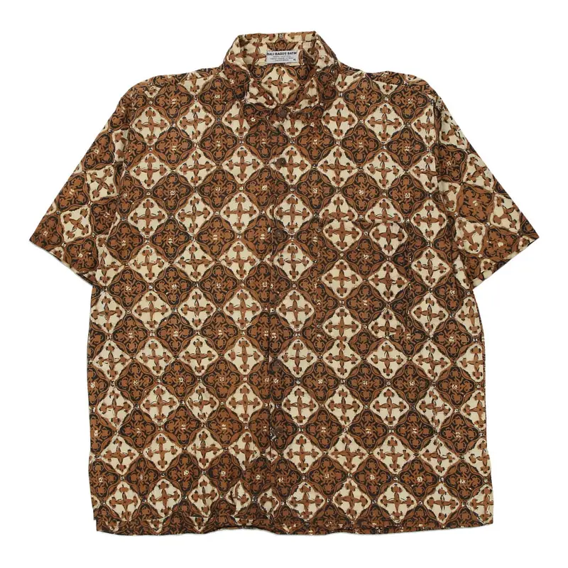 Bali Bagus Batik Short Sleeve Shirt - XL Brown Cotton