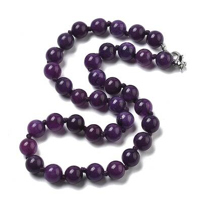 10mm Round Natural Dyed White Jade Beaded Necklaces