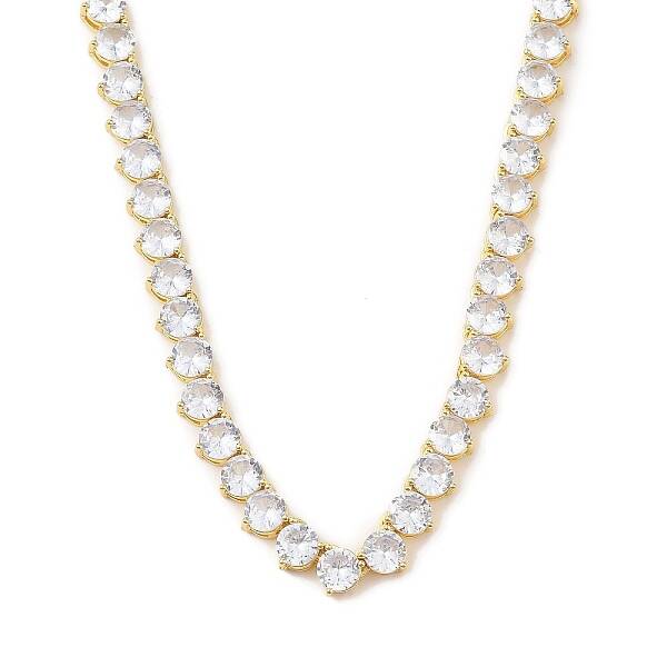 Rack Plating Brass Clear Cubic Zirconia Cup Chain Necklaces