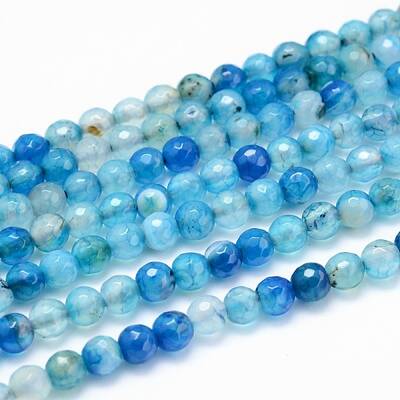 Dyed Natural Agate Faceted Round Beads Strands