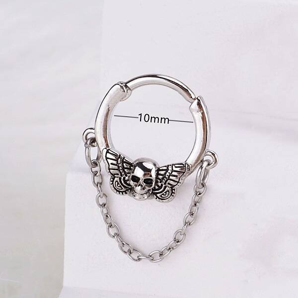 316L Stainless Steel Micro Pave Cubic Zirconia Hoop Nose Rings