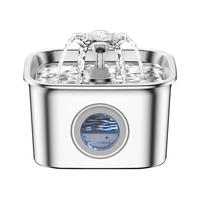 Cat Water Fountain,304 Stainless Steel,2.6L/88oz Automatic Water Fountain for Cats and Dogs,Visual Water Level Window with LE...