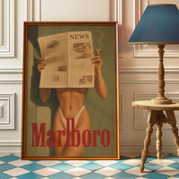 Vintage Cigarette Western Poster Print - Retro Marlboro Print - Vintage Marlboro Art Print - Marlboro Model Bikini Poster - P...