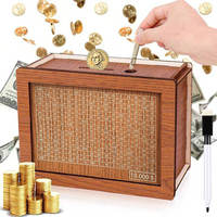 Wooden Money Box with Counter, 1 Count Money Saving Box with Pen, MoneySaving Jar, Money Jar, Coin Bank,PiggyBank for Adults ...