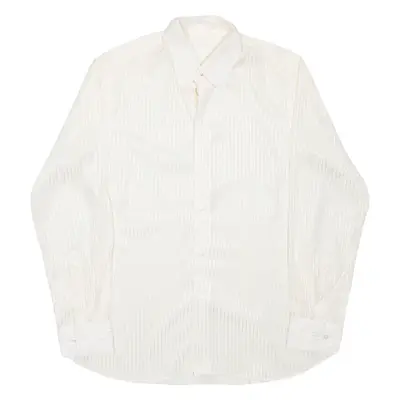 Shirt Cream Striped Long Sleeve Mens S