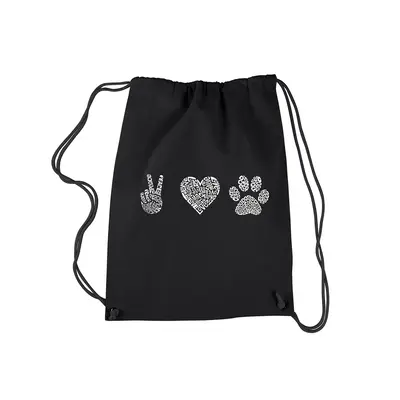 Peace Love Dogs - Drawstring Backpack - SMALL - Black