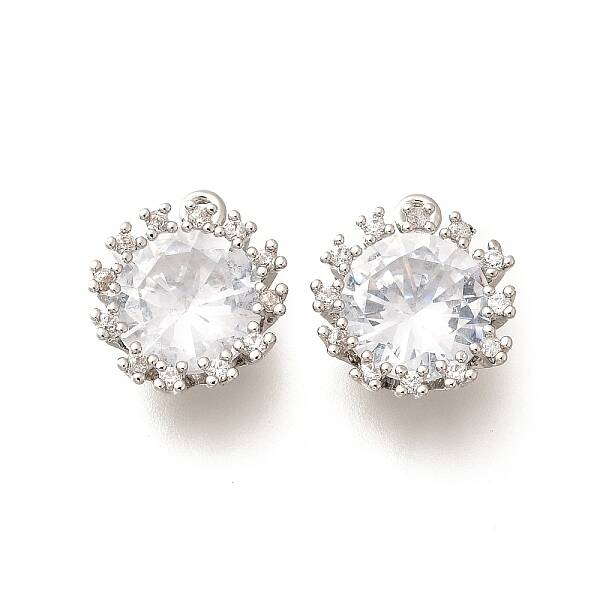 Brass Micro Pave Cubic Zirconia Pendants