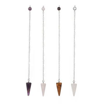 Mixed Natural Gemstone Hexagonal Pointed Dowsing Pendulums