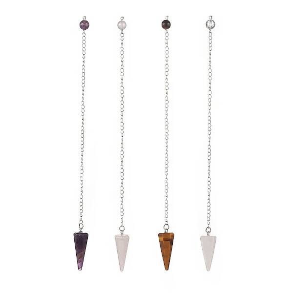 Mixed Natural Gemstone Hexagonal Pointed Dowsing Pendulums