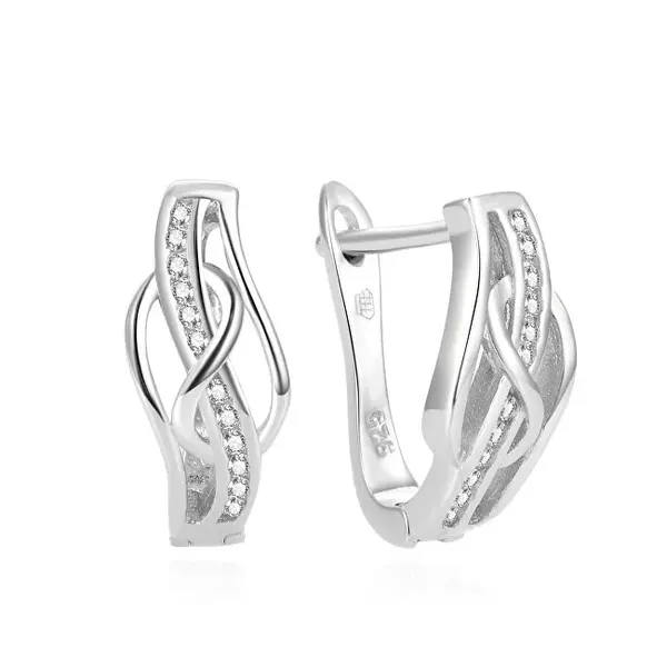 Beneto Elegant silver earrings with zirconia AGUC1277L